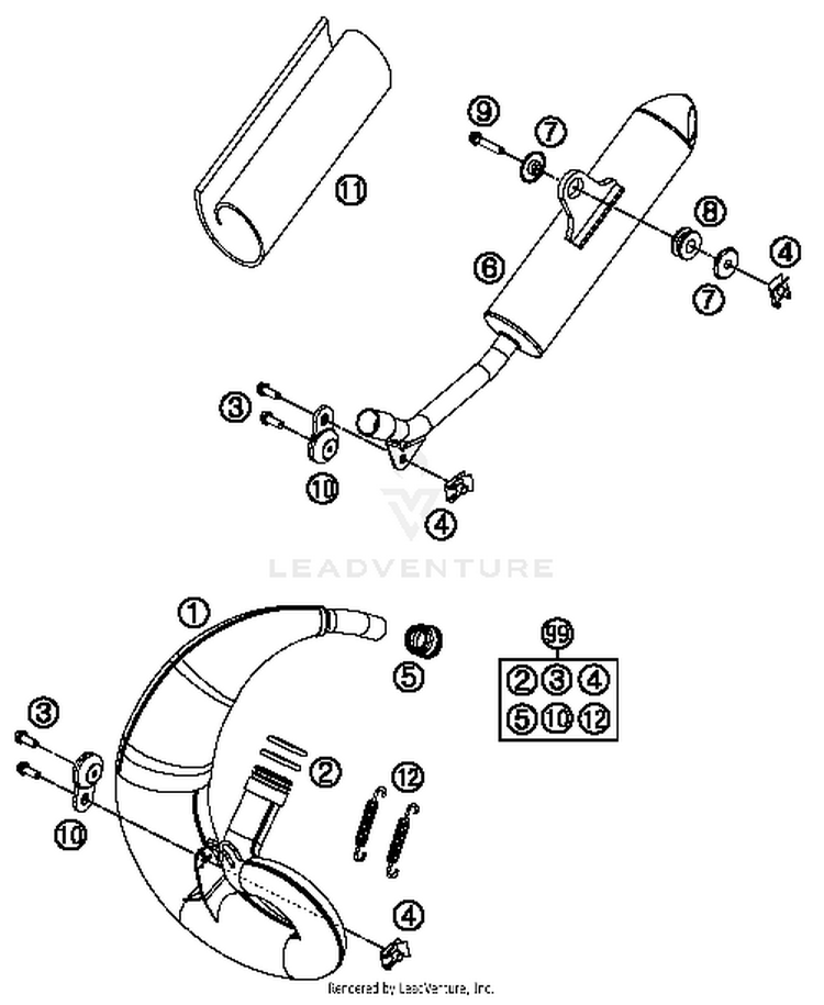 Exhaust System 50 SX Mini Chassis - 2014 Schematic