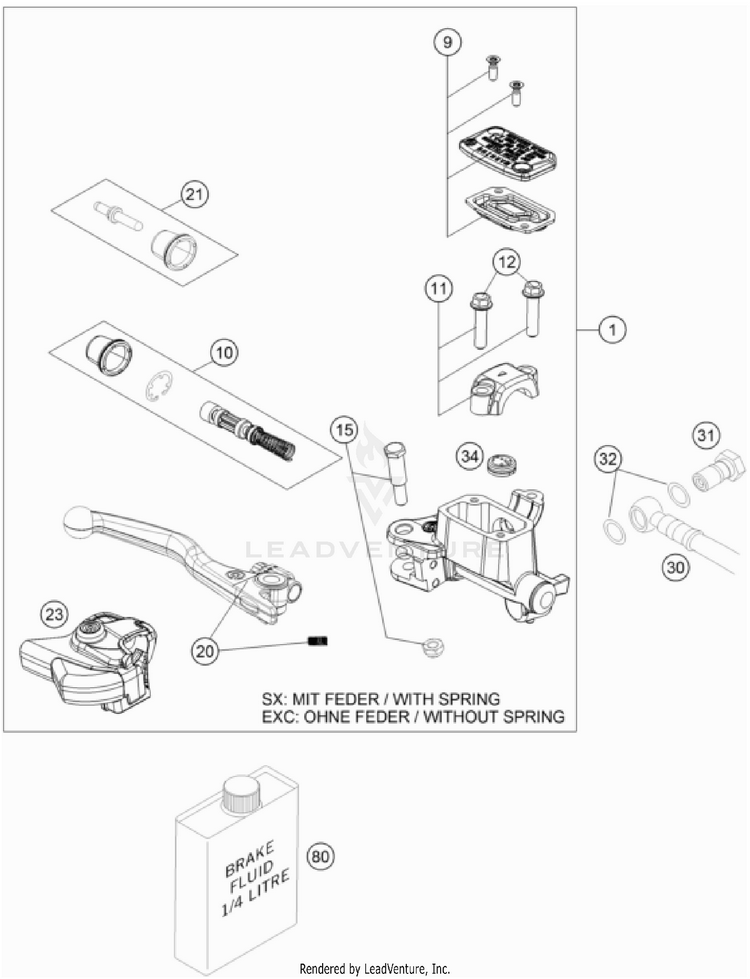 Front Brake Control 250 SX CHASSIS - 2023 Schematic