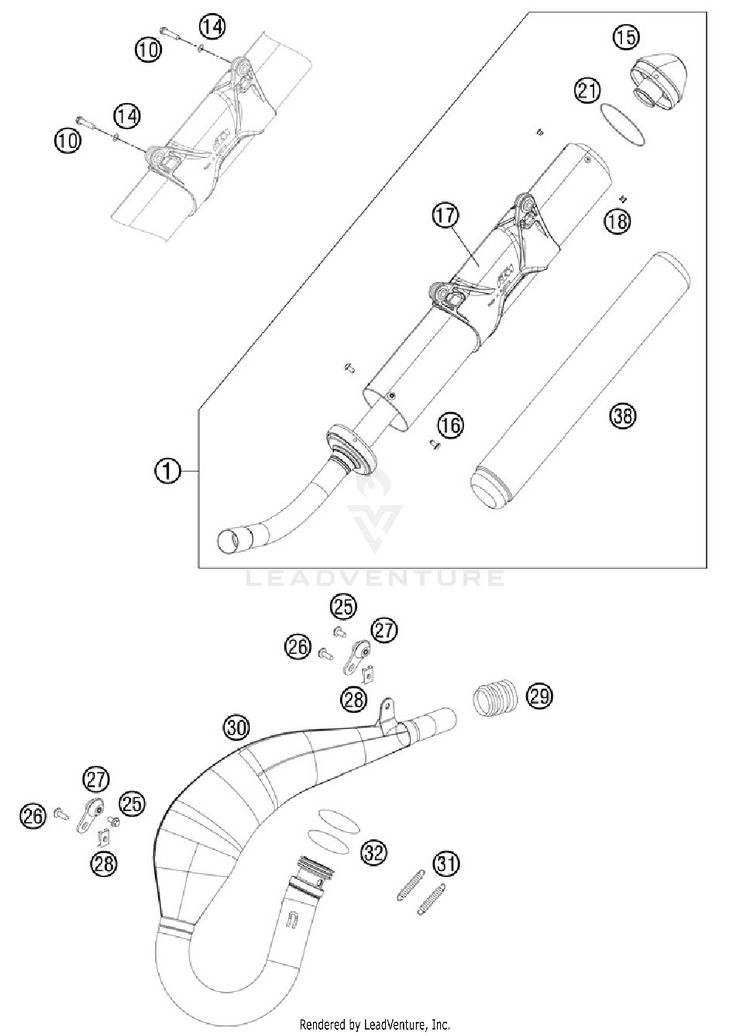 Exhaust System 200 XCW Chassis - 2012 Schematic
