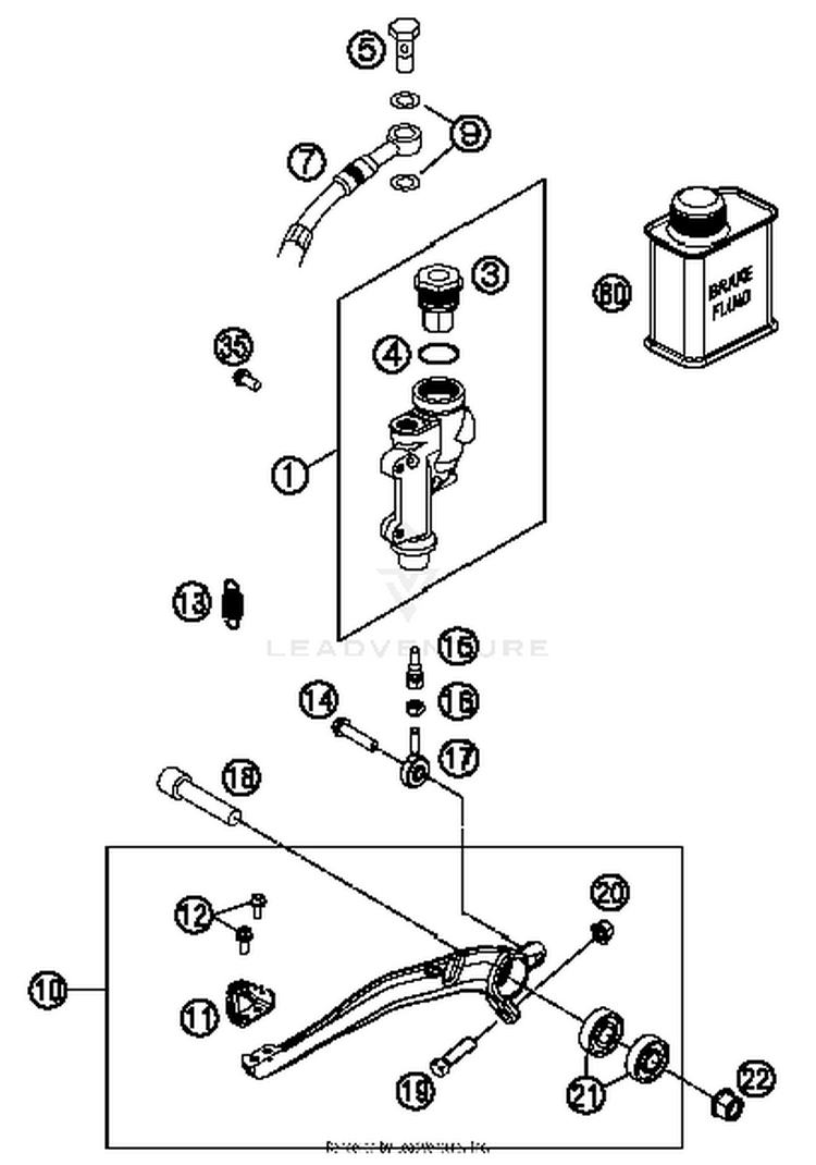 Rear Brake Control 300 XCW Sixdays Chassis - 2014 Schematic