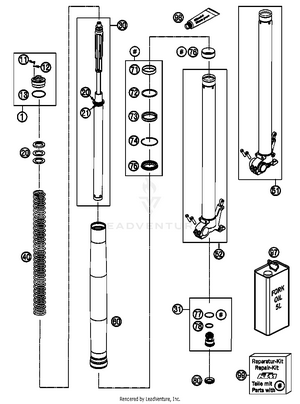 Front Fork, Disassembled Schematic