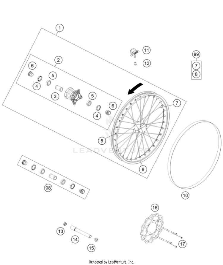 Front Wheel FREERIDE E-XC CHASSIS - 2023 Schematic