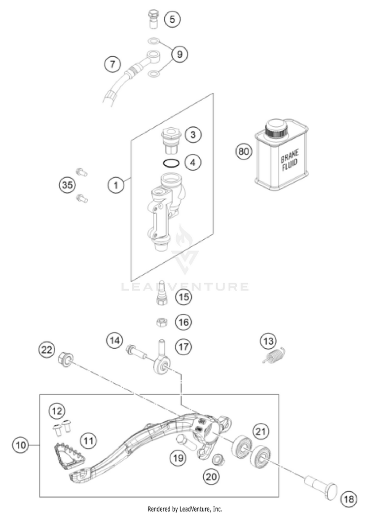 Rear Brake Control 250 SX-F CHASSIS - 2025 Schematic
