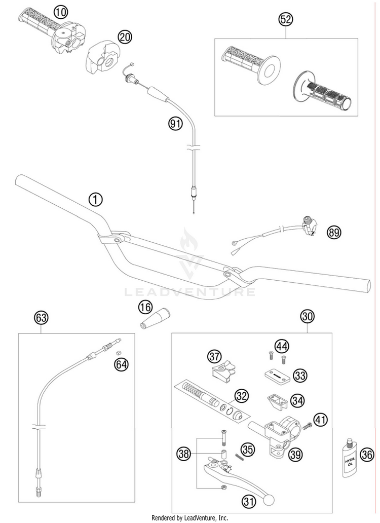 Handlebar, Controls 105 SX Chassis - 2011 Schematic