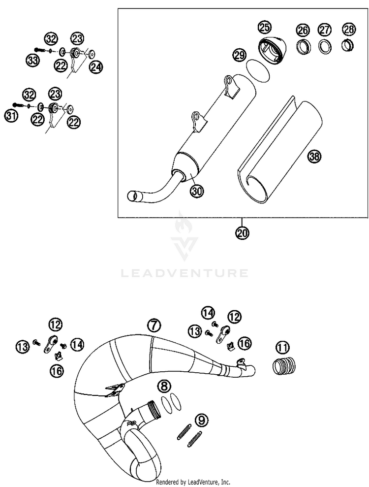 Exhaust System 200 XC USA Chassis - 2008 Schematic