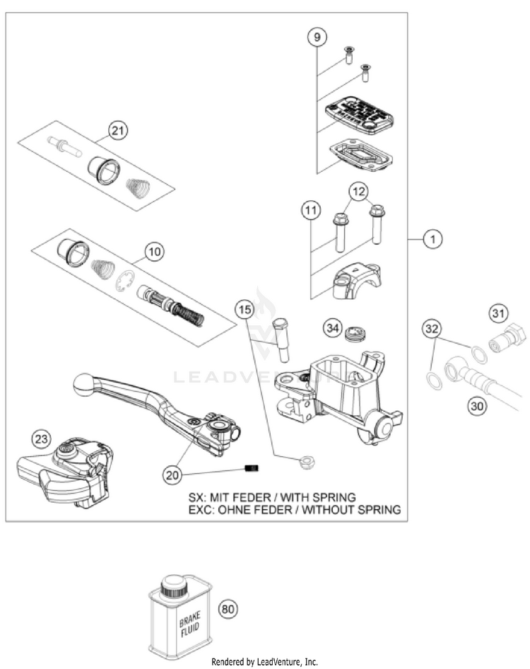 Front Brake Control 150 XC-W CHASSIS - 2023 Schematic