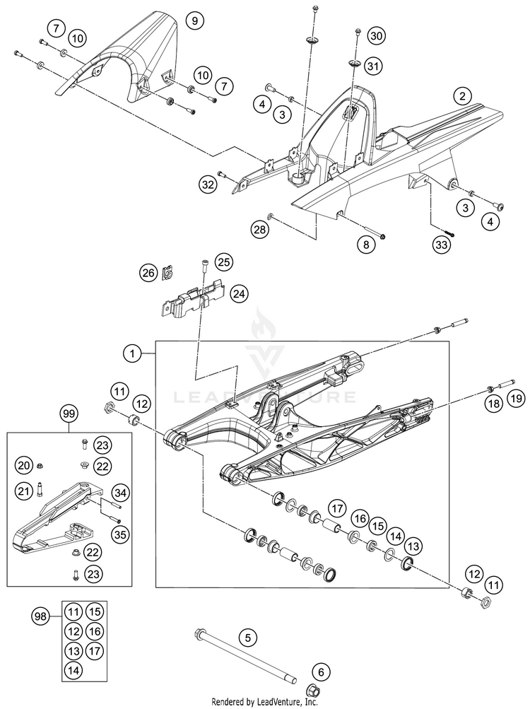 Swing Arm RC 390 BLACK CHASSIS - 2018 Schematic