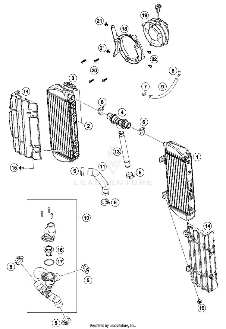 Cooling System 500 EXC-F ENGINE - 2018 Schematic