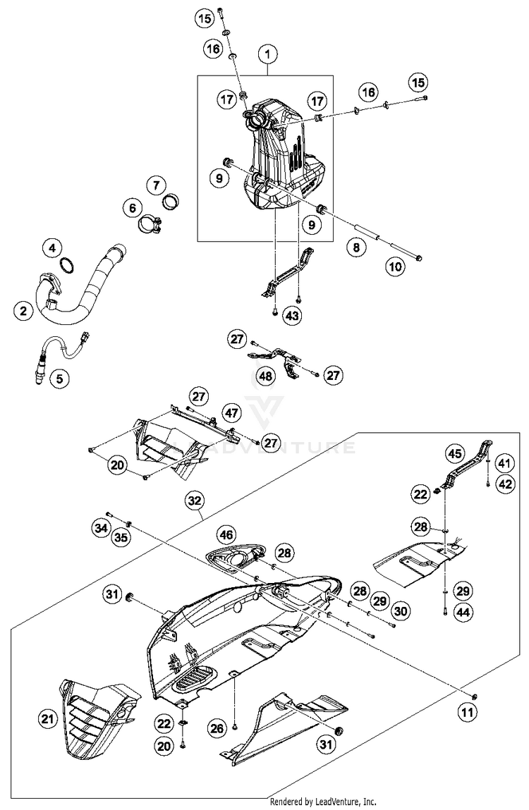 Exhaust System RC 390 CUP USA Chassis - 2015 Schematic
