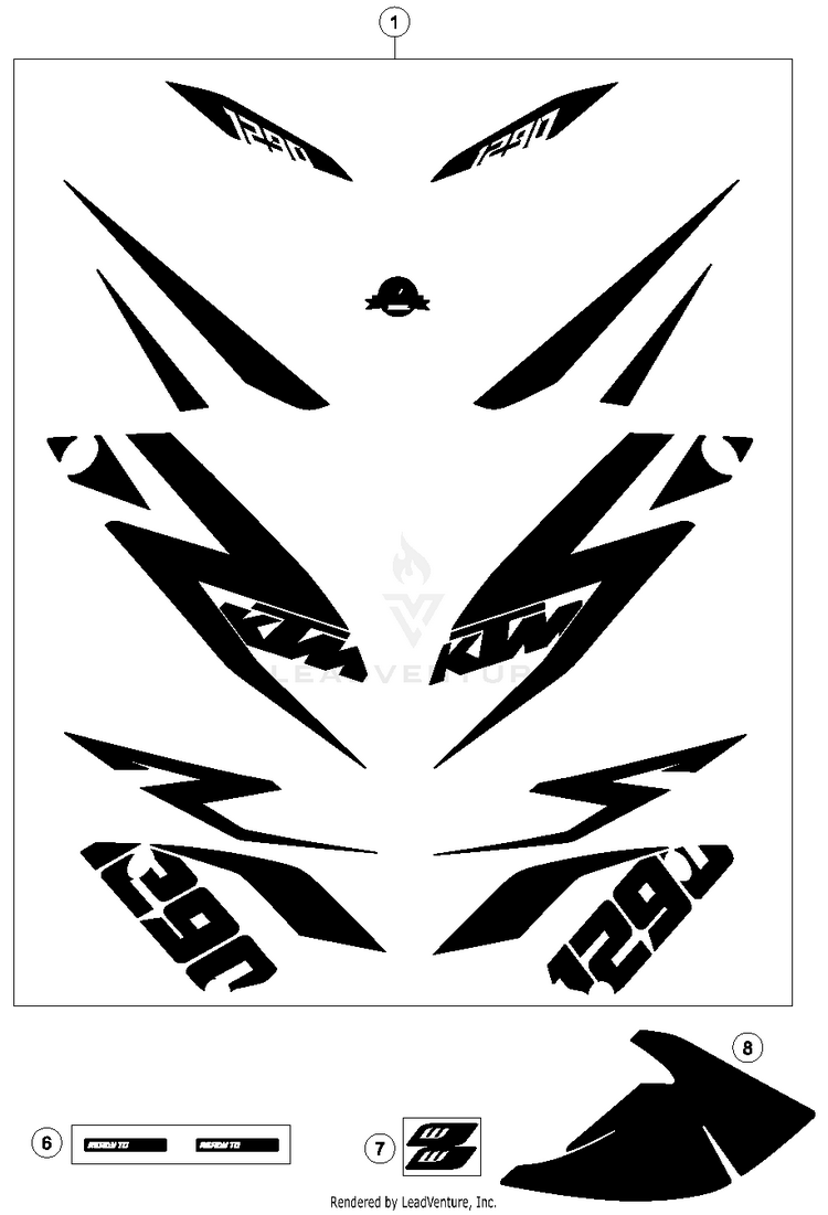Decal 1290 SUPERDUKE R ORANGE Chassis - 2015 Schematic