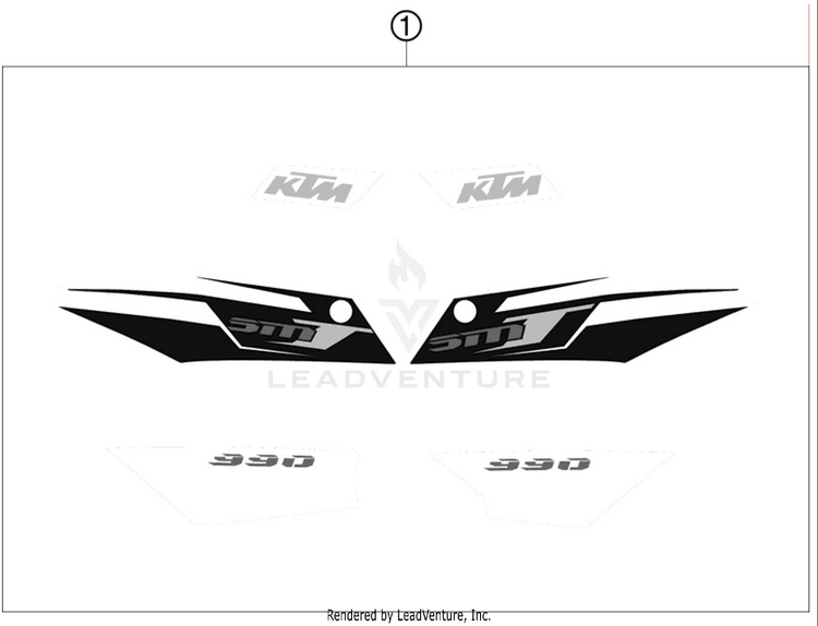 Decal 990 Supermoto T Orange Chassis - 2010 Schematic