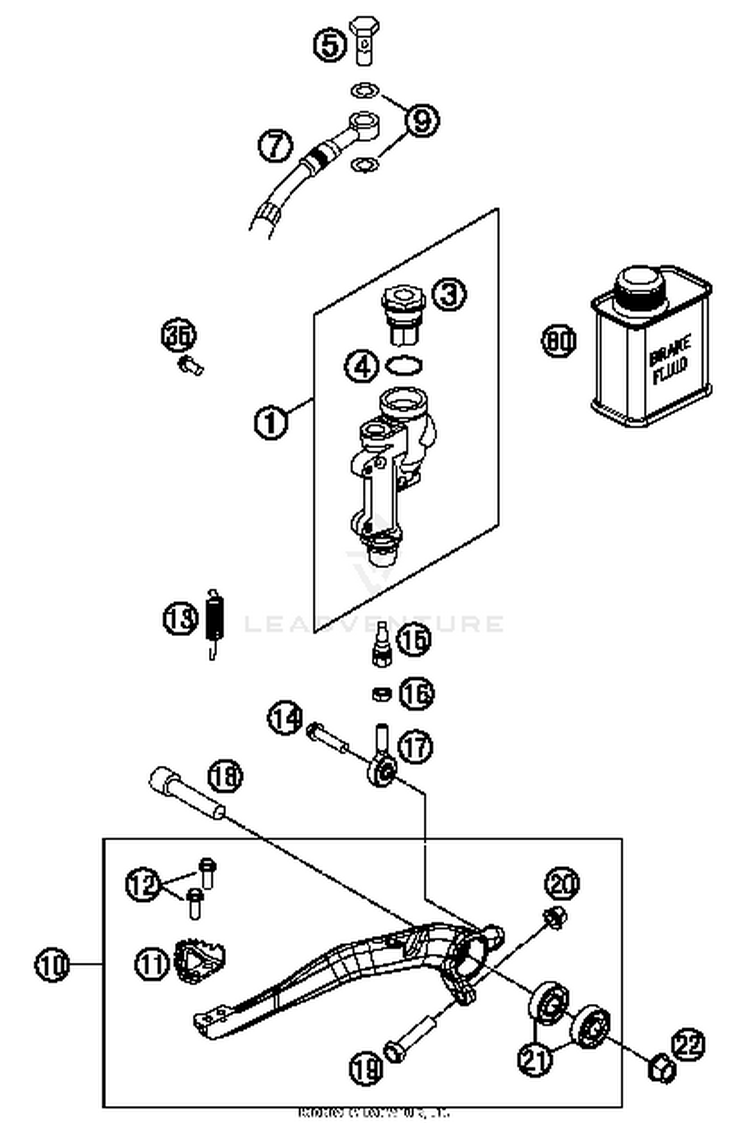 Rear Brake Control 350 XCFW SIXDAYS Chassis - 2015 Schematic