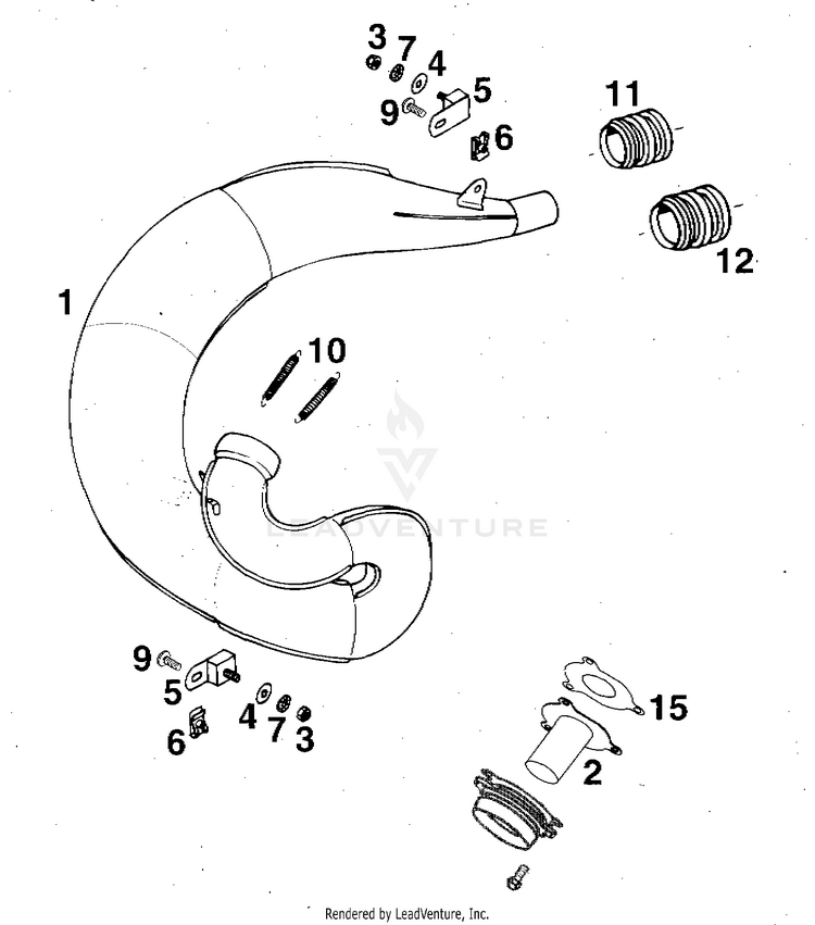 Exhaust Pipe 360 MXC Chassis - 1997 Schematic