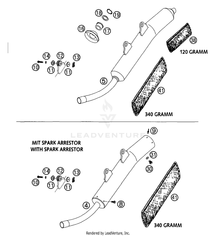 Exhaust Silencer 300 MXC Chassis - 2003 Schematic