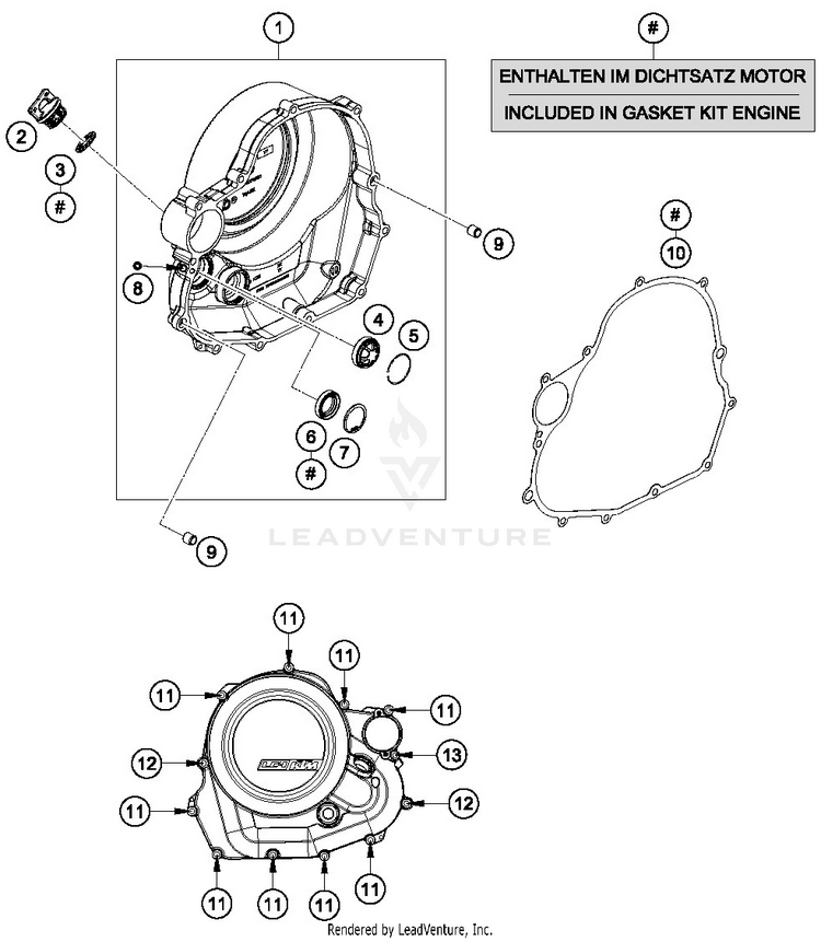 Clutch Cover 690 DUKE ORANGE ENGINE - 2017 Schematic