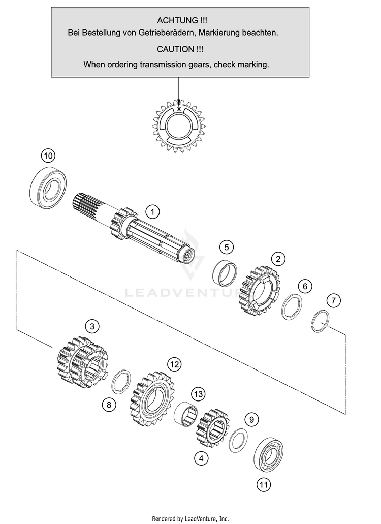Transmission I - Main Shaft 150 XC-W TPI ENGINE - 2020 Schematic