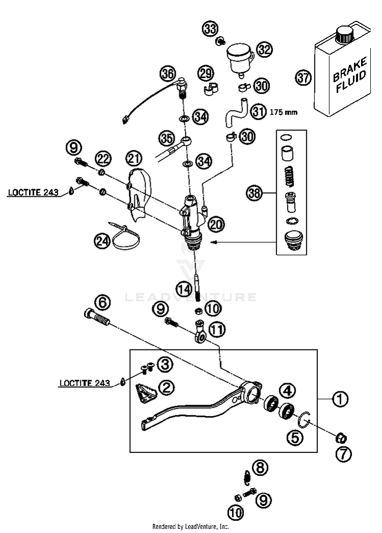 Rear Brake Control 690 Supermoto Black Chassis - 2007 Schematic