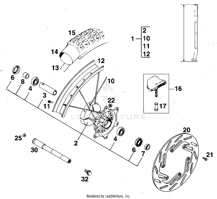 Front Wheel Sx 360 MXC Chassis - 1997 Schematic