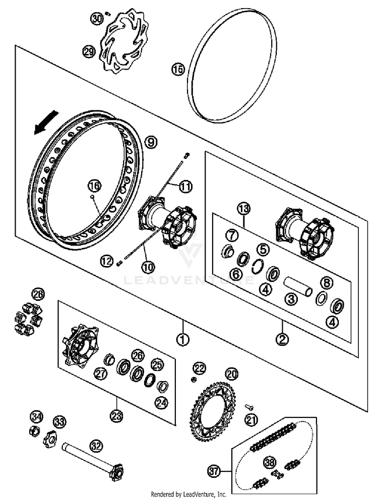 Rear Wheel 690 Enduro Chassis - 2011 Schematic