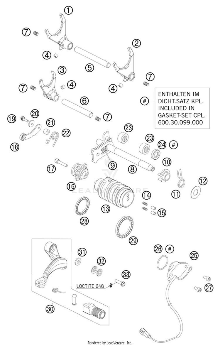 Shifting Mechanism 990 Supermoto T Engine - 2010 Schematic