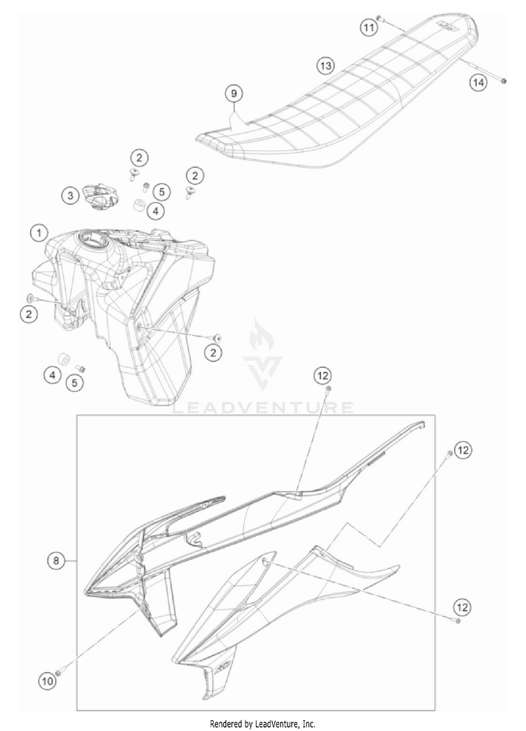 Tank, Seat 350 EXC-F CHASSIS - 2023 Schematic