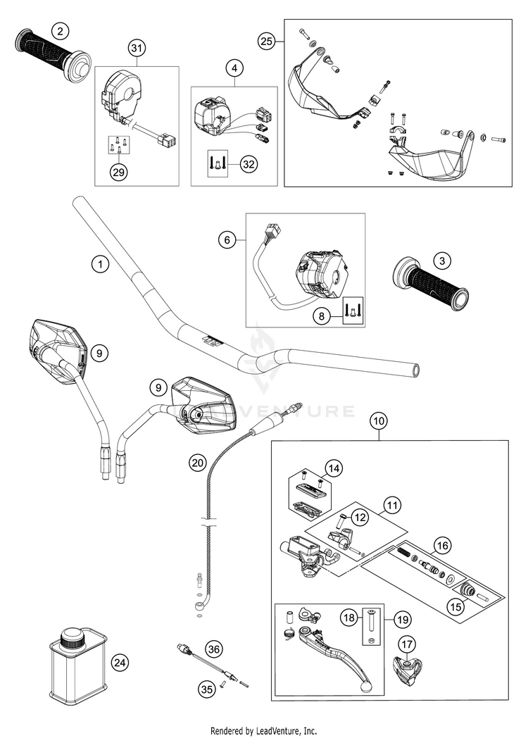 Handlebar, Controls 1290 SUPER ADVENTURE R CHASSIS - 2019 Schematic