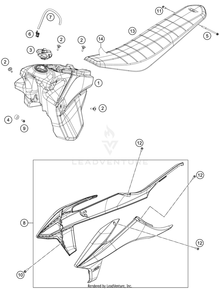 Tank, Seat 300 XC TPI CHASSIS - 2020 Schematic