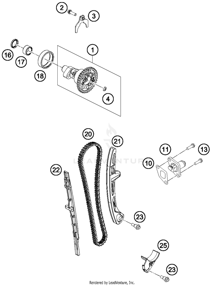 Timing Drive 500 EXC-F ENGINE - 2018 Schematic