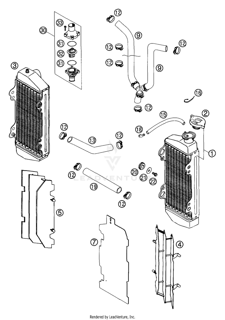 Cooling System 125 SX Engine - 2002 Schematic