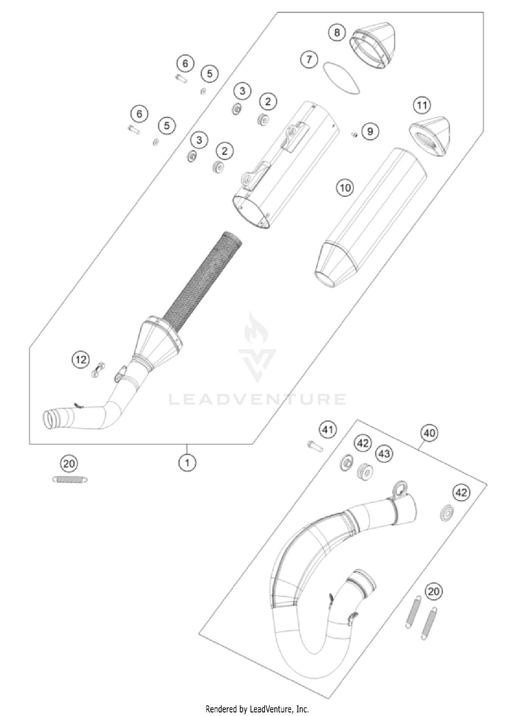 Exhaust System 350 XC-F CHASSIS - 2024 Schematic