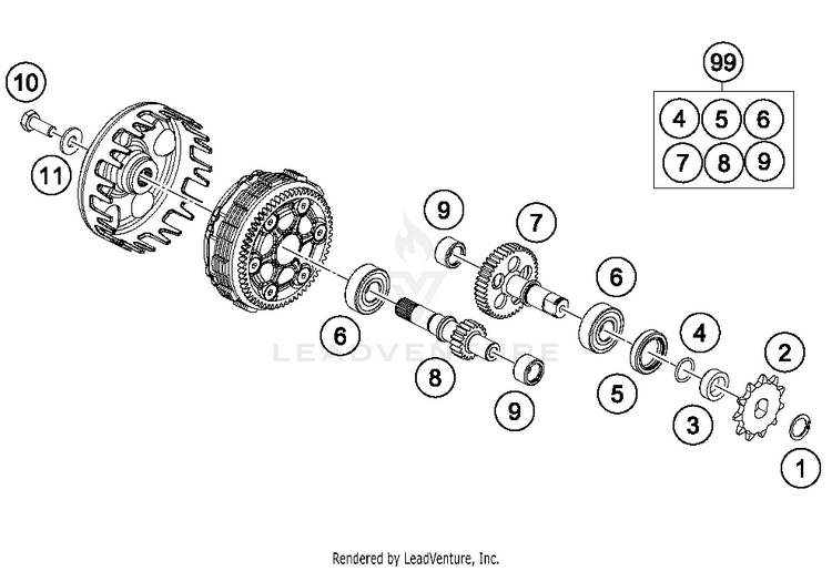 Transmission 50 SX MINI ENGINE - 2018 Schematic