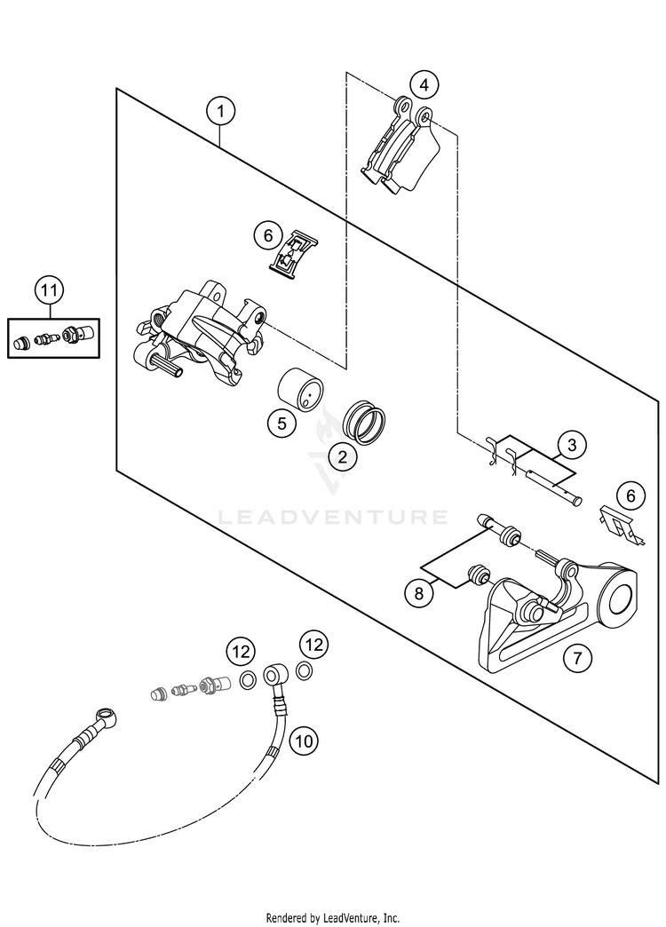 Rear Brake Caliper 350 XC-F Chassis - 2021 Schematic
