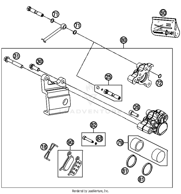Brake Caliper Rear 50 SX Mini Chassis - 2013 Schematic
