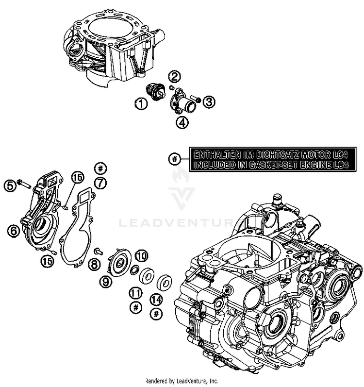 Water Pump 690 Enduro Engine - 2012 Schematic
