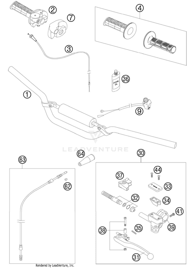 Handlebar, Controls 65 SX Chassis - 2011 Schematic