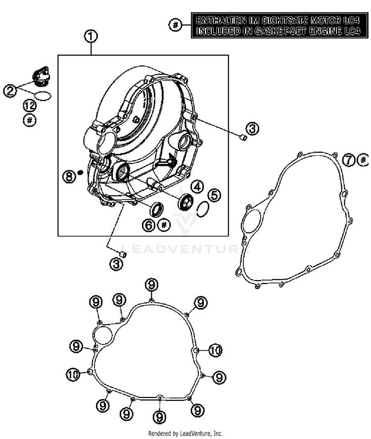 Clutch Cover 690 Enduro Engine - 2011 Schematic