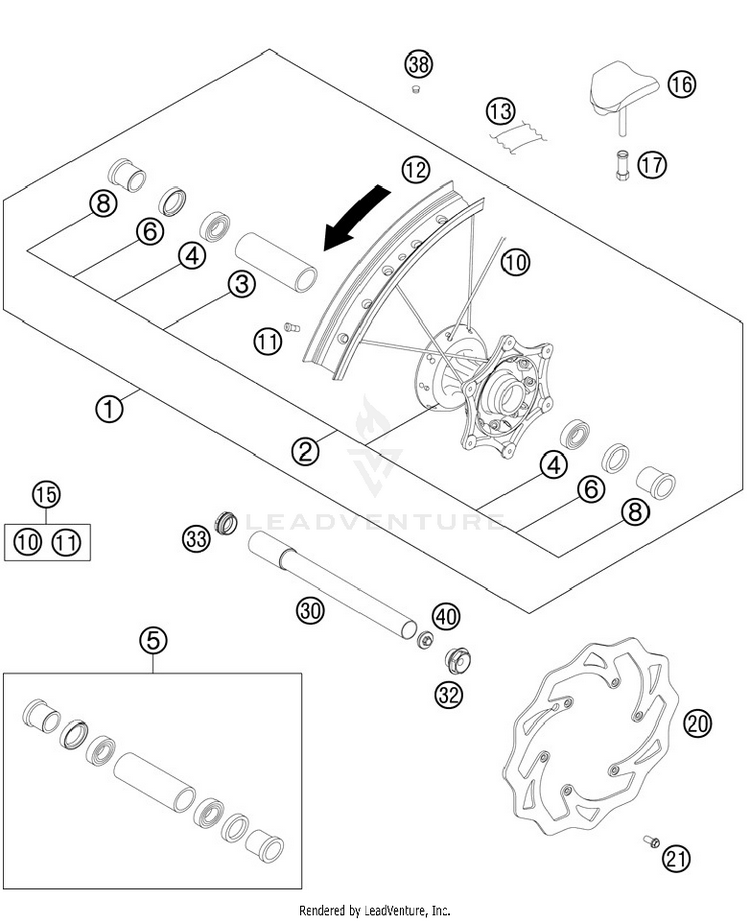 Front Wheel 125 SX Chassis - 2012 Schematic