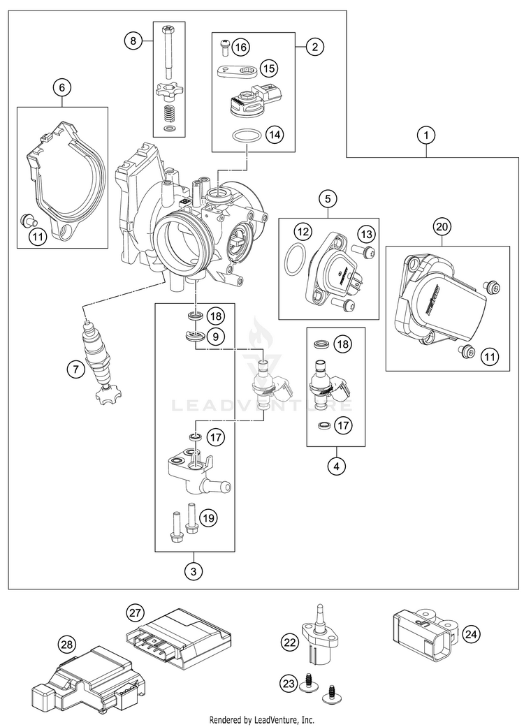Throttle Body 350 SX-F Engine - 2021 Schematic