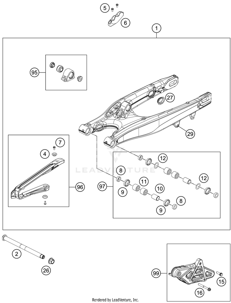 Swing Arm 150 XC-W TPI CHASSIS - 2020 Schematic