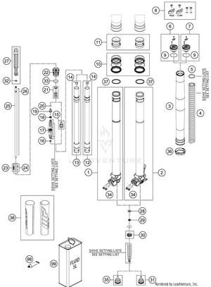 Front Fork Disassembled Schematic