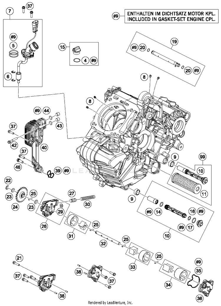 Lubricating System 1290 SUPERDUKE R BLACK Engine - 2015 Schematic