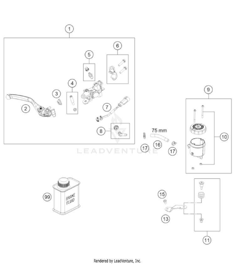 Front Brake Control 1290 SUPER ADVENTURE S, black US CHASSIS - 2022 Schematic