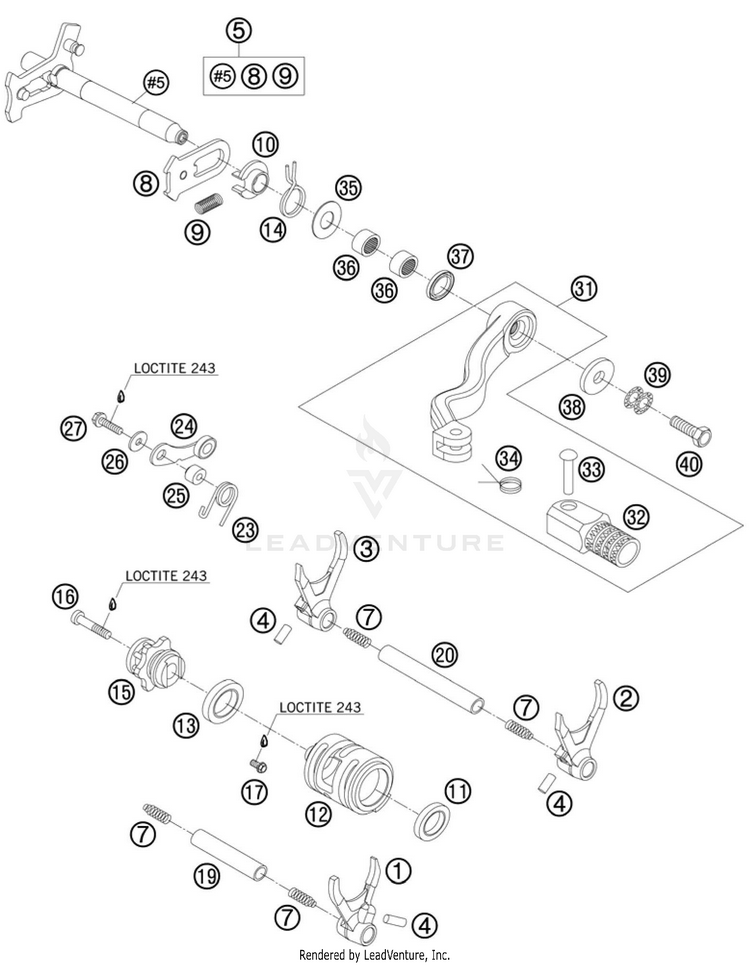Shifting Mechanism 250 SX-F Engine - 2010 Schematic