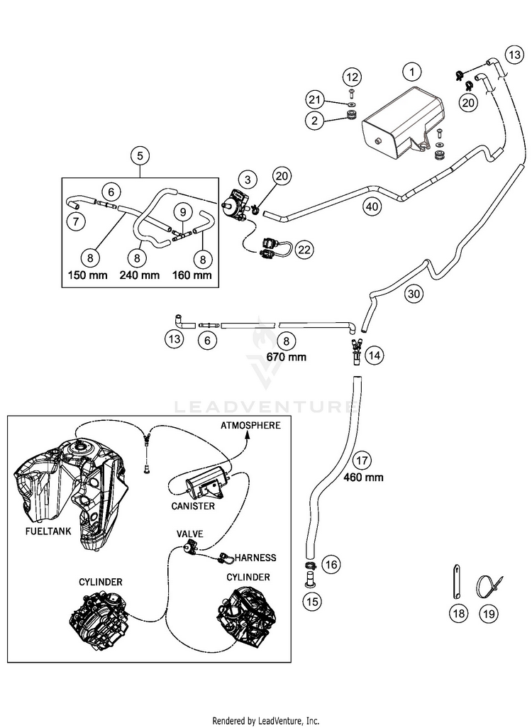 Evaporative 1290 SUPER ADVENTURE S ORANGE CHASSIS - 2020 Schematic
