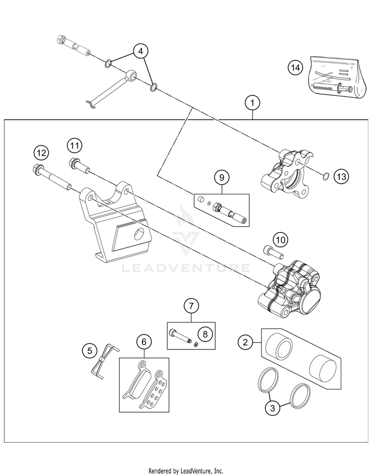 Rear Brake Caliper 50 SX Factory Edition Chassis - 2021 Schematic