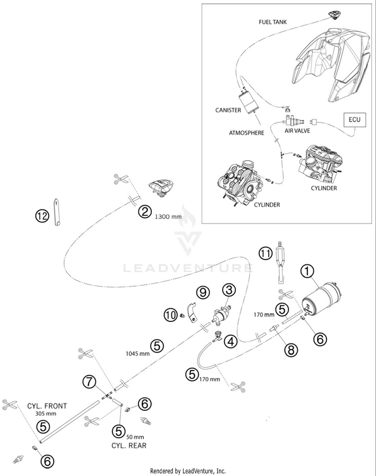 Evaporative Canister 990 Supermoto R Chassis - 2010 Schematic