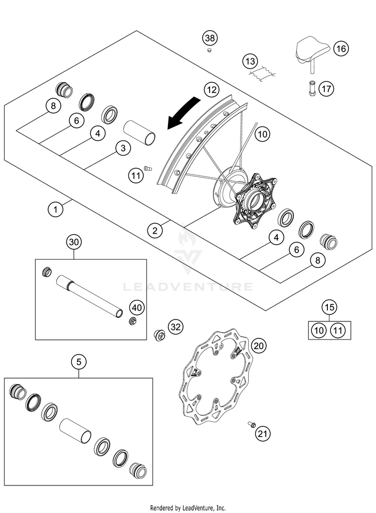 Front Wheel 350 SX-F Chassis - 2021 Schematic