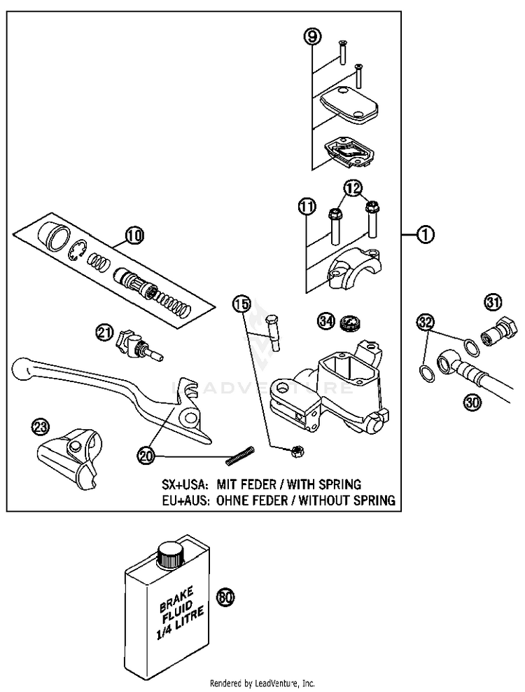 Hand Brake Cylinder 150 XC USA Chassis - 2013 Schematic
