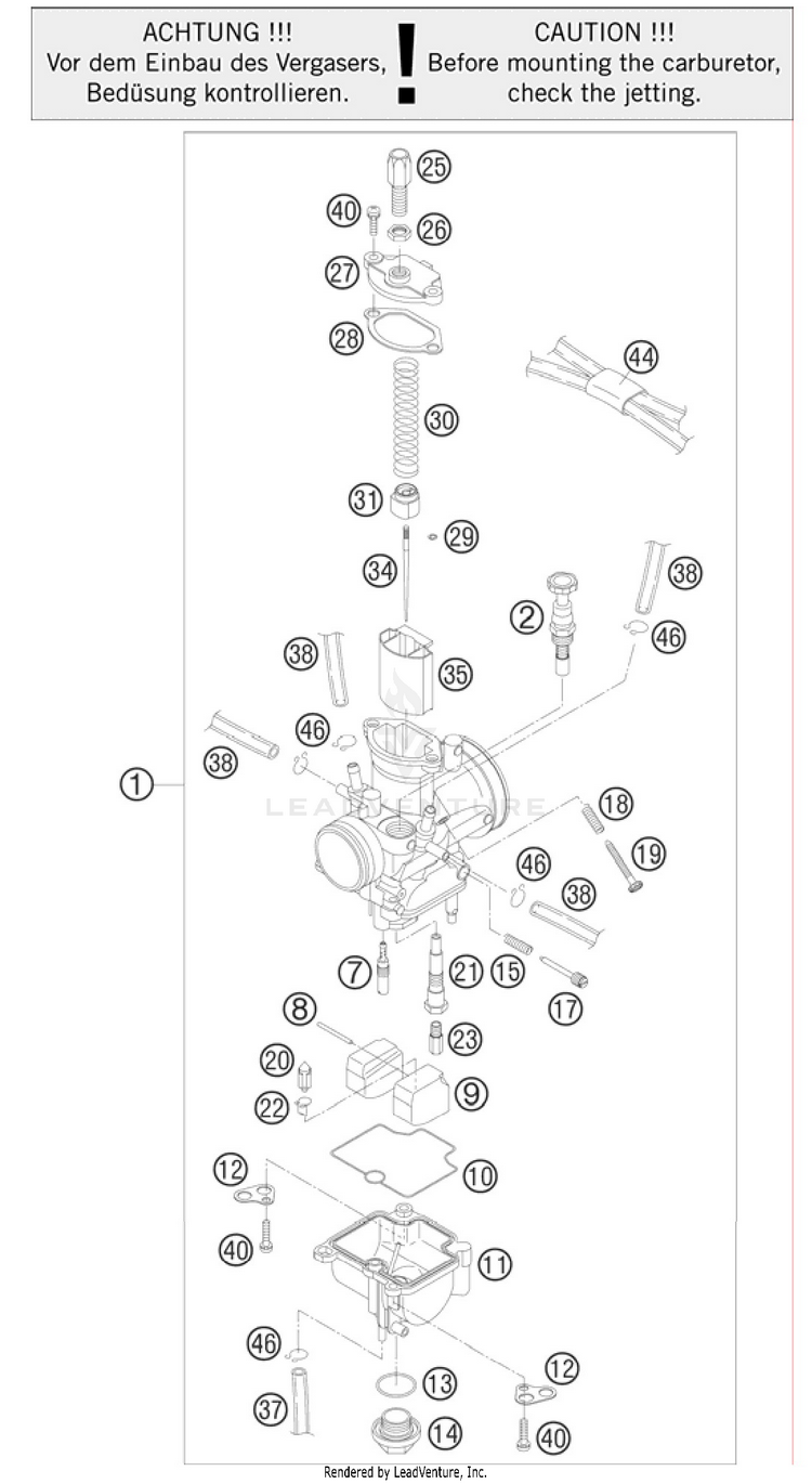 Carburetor 105 SX Engine - 2011 Schematic