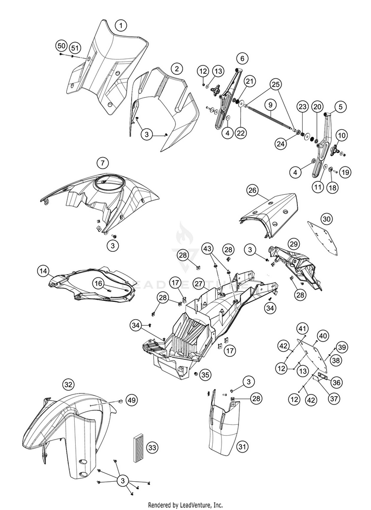 Mask, Fenders 1290 SUPER ADVENTURE S SILVER CHASSIS - 2020 Schematic